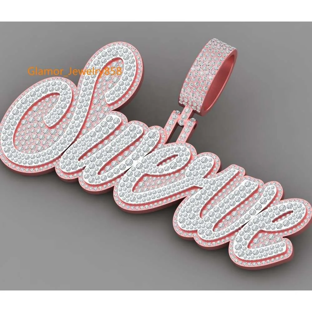 925 Sterling Silber Bling Buchstabe „SWERVE“ Charm Hip Hop Vvs Moissanit Diamant Anfangsbuchstabe Luxus Namensanhänger Halskette