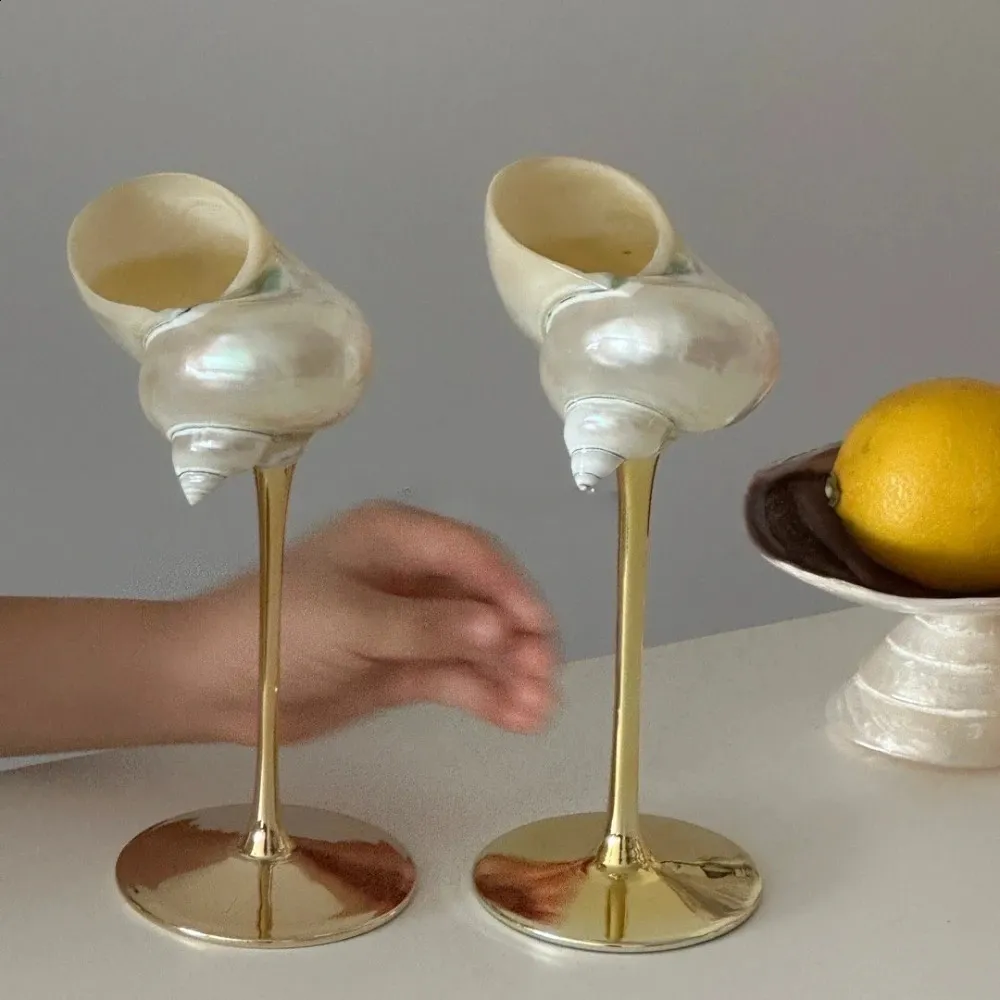 Tasses en verre à vin en coquille de conque naturelle, faites à la main, avec Design de Niche créatif, décoration cadeau pour offrir des verres à café 231116