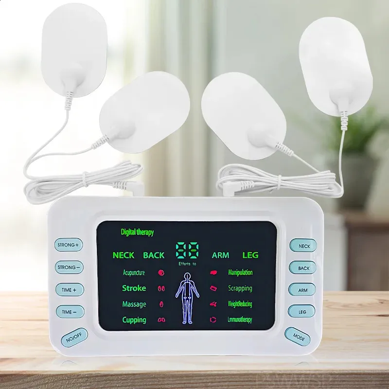 Face Care Devices 8 Mode Electric Tens Muscle Stimulator Ems Acupuncture Body Back Massager Digital Therapy Herald Massage Tool Electrostimulator 231115