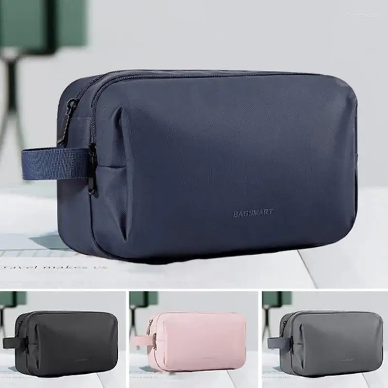 Storage Bags Makeup Bag With Dividers Waterproof Fashionable Travel Flat Toiletry For Access Cosmetic Toiletries