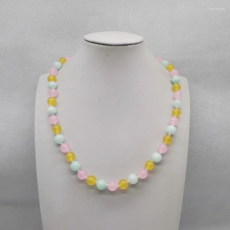 Kedjor delikat 10 mm flera färg jade pärlhalsband 20 tum kvinnliga smycken mode gåvor
