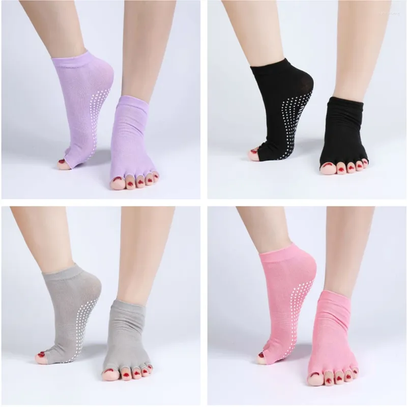 Women Socks 1 Pair Half Five Fingers Cotton Toe Sport Sock Non-Slip Anti-Slip Ankle Grip Durable Open