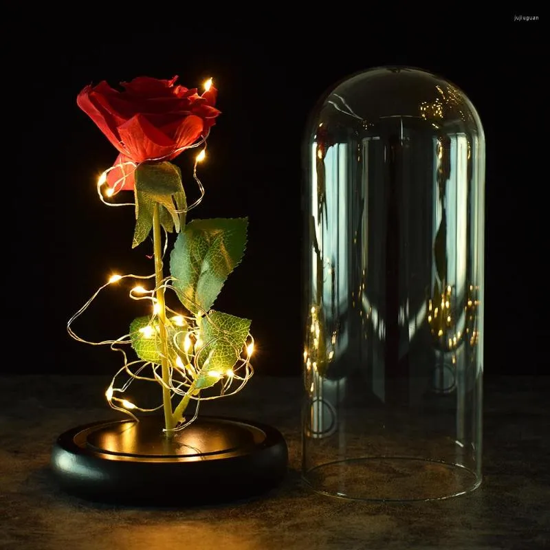 Decorative Flowers Beautiful Battery Powered LED Rose Glass Bottle String Light Birthday Gift Home Decoration Desk Lamp Romantic