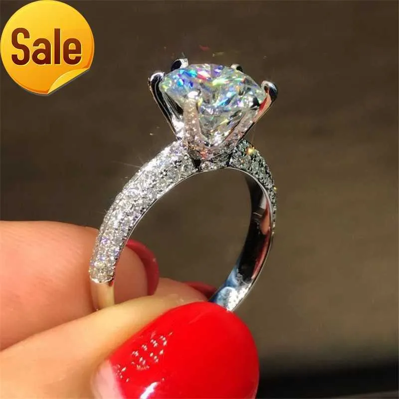 YHAMNI Silver 925 Jewelry Women's Engagement Ring With Certificate Big 8mm Moissanite Ring Bride Wending's Gift Wholesale Size 4-10 R279