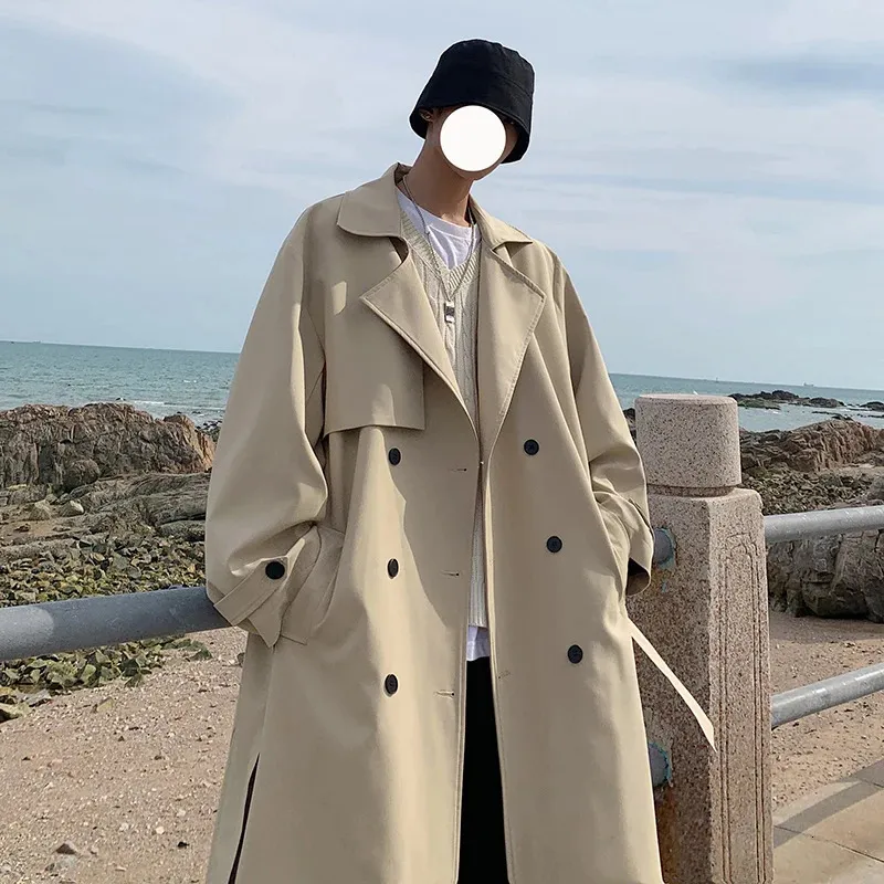 Trench Coat Men Spring Overcoat Korean Fashion Windbreaker