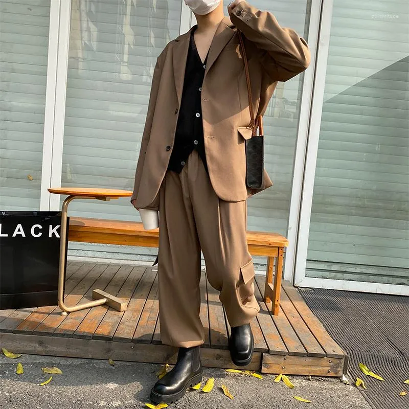 Мужские костюмы корейские модные пиджаки мужская уличная одежда Hip Hop Chic Vintage Loak Casual Sute Pat Blazer Jacket Crackites Man