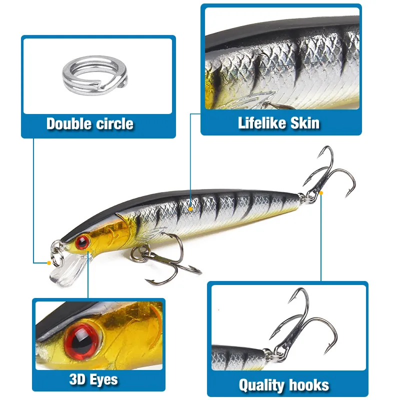 Saltwater Fishing Lures Bass Lures Jerkbaits, 5.3in Large Minnow Crankbaits  Bass Walleye Pike Swim Baits Lures From Yigu004, $13.42