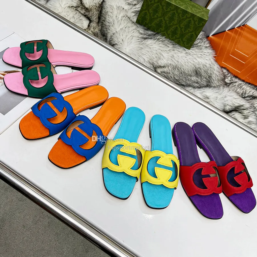 Ineinandergreifende G-Hausschuhe für Damen mit ausgeschnittenen Slide-Sandalen, Blockabsatz, Gummiplattform, Alphabet, Damen, mittlerer Blockabsatz, Pantoffel, helle Ledersandale, Größe 35-44