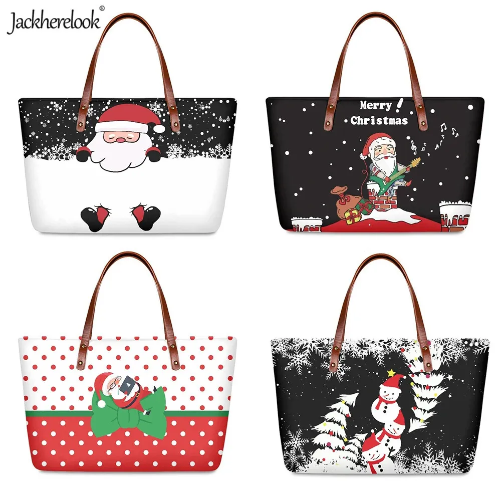 Avondtassen Jackherelook-stijl Kersthandtas voor dames Kerstmanpatroon Vrouwelijke schoudertas Draagbare draagtas Kerstcadeautas 231116