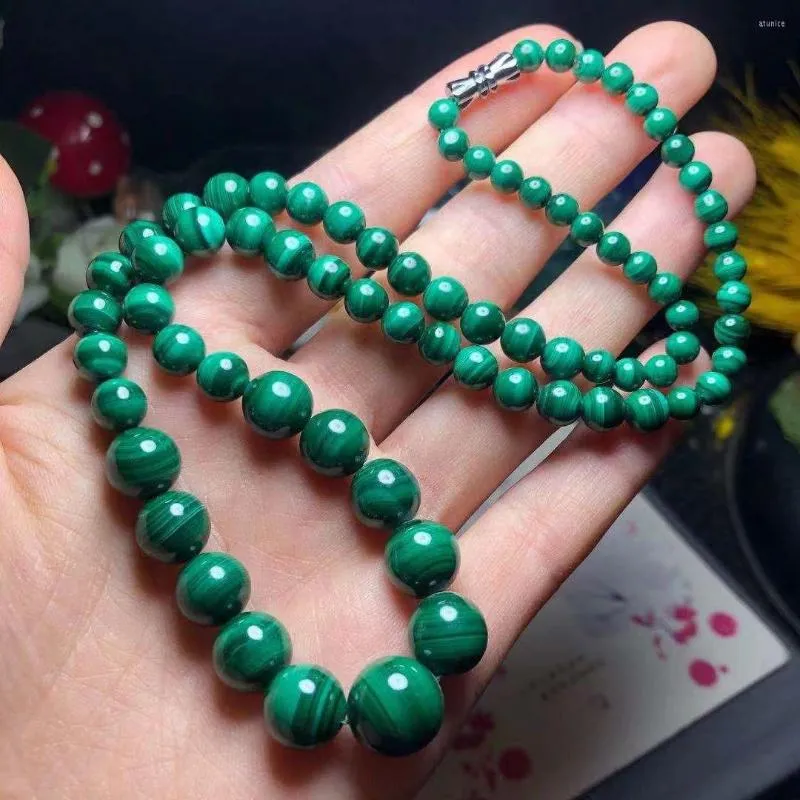 Chaînes Top Naturel Vert Malachite Chrysocolle Collier Bijoux Pour Femmes Dame Hommes Guérison Cadeau Cristal Pierre Perles Rondes 5-12mm