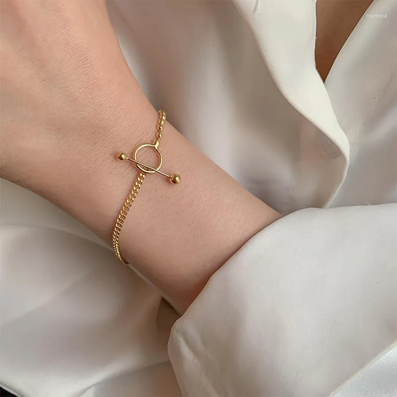 Bracelets de link Tarcliy Small Fished Chain Chapps Clasps Bracelet Style Minimalist Gold Sliver Color OT Buckle Women Friend Gift Gift