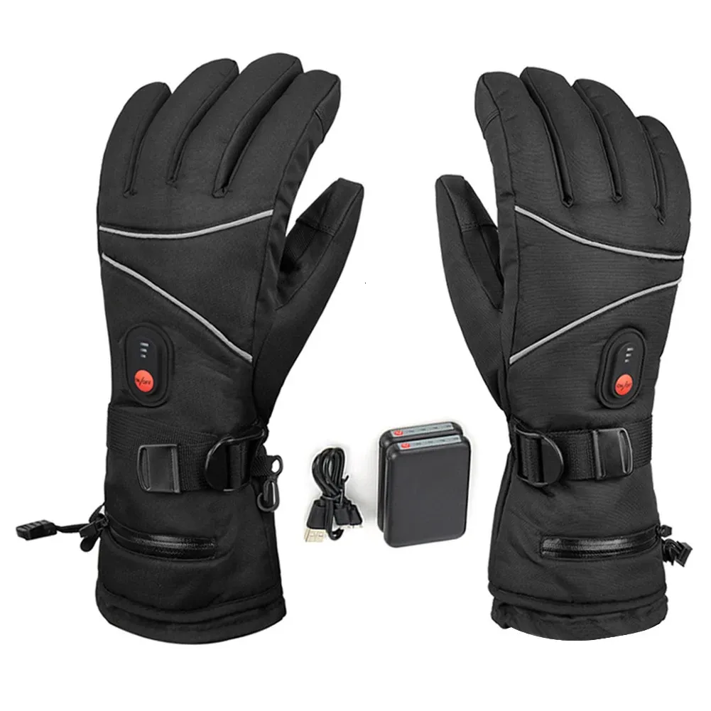 Ski Gloves 1 Pair Hand Warmer Waterproof Electric Heating Gloves Windproof Touchscreen 3 Speed Men Women for Ski Cycling for Sports Hiking 231116