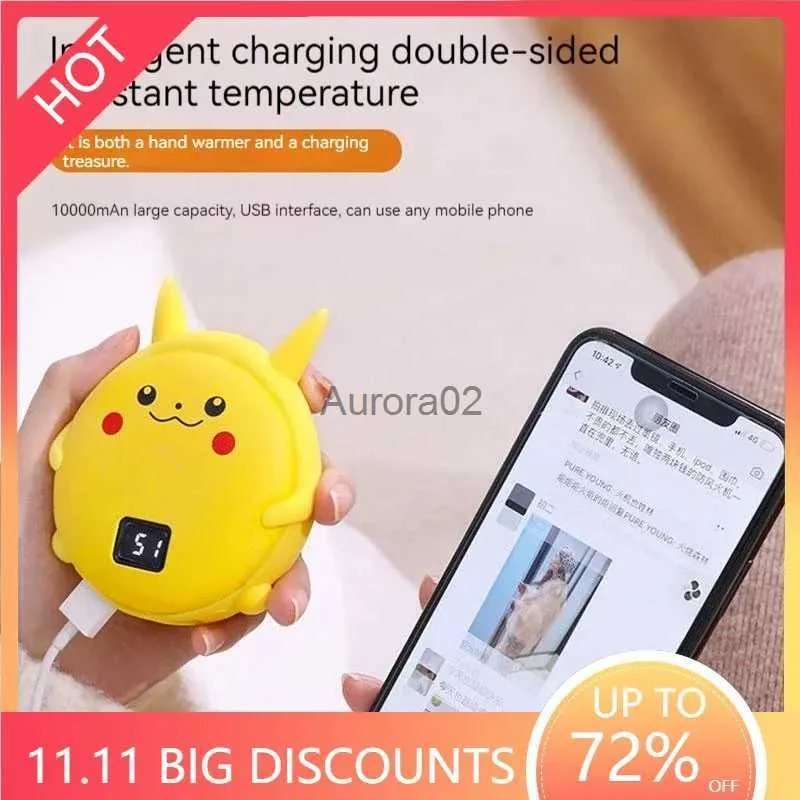 Space Heaters Rechargeable Hand Warmer Reusable Hand Warmer Built in 10000mAh Battery 2 in 1 Mini Cute USB Heater Power Bank Cute YQ231116