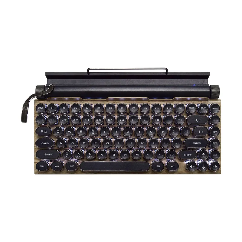 Teclado de máquina de escribir Punk Retro Teclado mecánico real Juegos de deportes electrónicos Oficina Con cable Inalámbrico Bluetooth Teclado de máquina de escribir con eje verde al por mayor