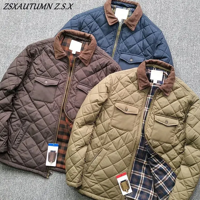 Piumino da uomo Parka Giacca invernale da uomo Casual Leggero Resistente all'acqua in microfibra Giacca a vento Cappotto da golf Classico a quadri Morsetto in cotone Cargo Plaid 231116