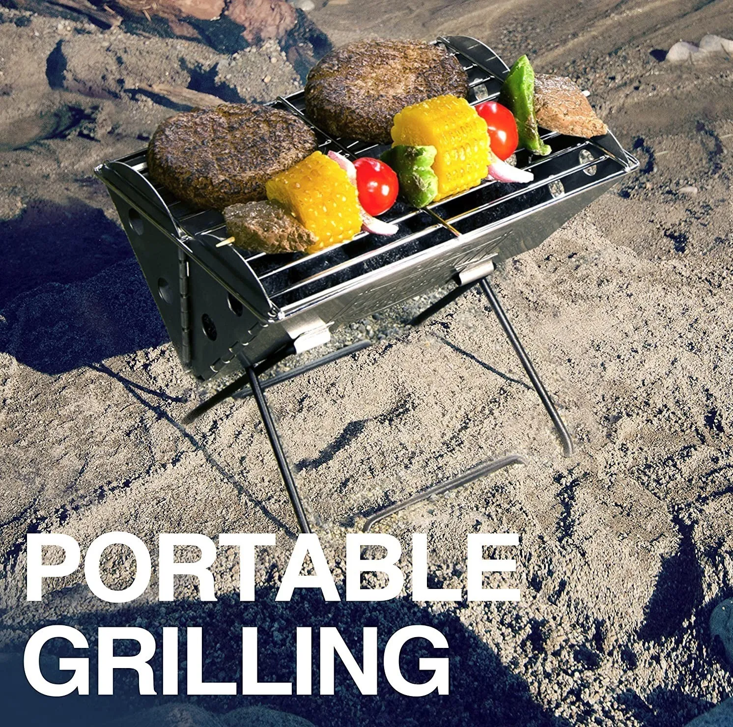 Grillzubehör, stabiler Outdoor-Camping-Flachrucksack, tragbarer Edelstahl-Grill und Feuerstelle 230414