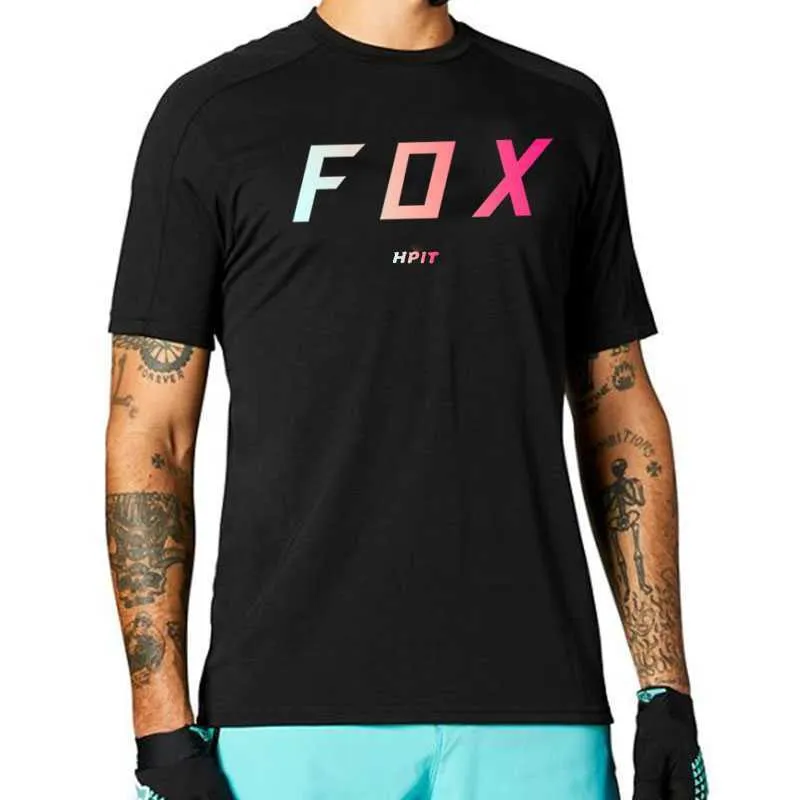 2023Men's T-Shirts New Motocross Hpit Fox Mtb Downhill Jersey MX Cycling Mountain Bike DH Maillot Ciclismo Hombre Quick Dry Jersey Racing 2021Q23