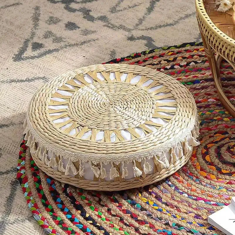 Марокканская подушка ручной работы, напольная подушка из ротанга для гостиной, татами, круглая, простая домашняя мебель, декор