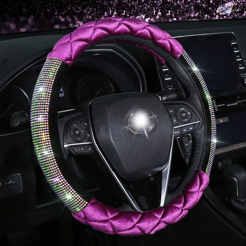 Tampa do volante tampa de carro preto interior de pelúcia rosa rosa vermelha SUV universal antiskídeo universal