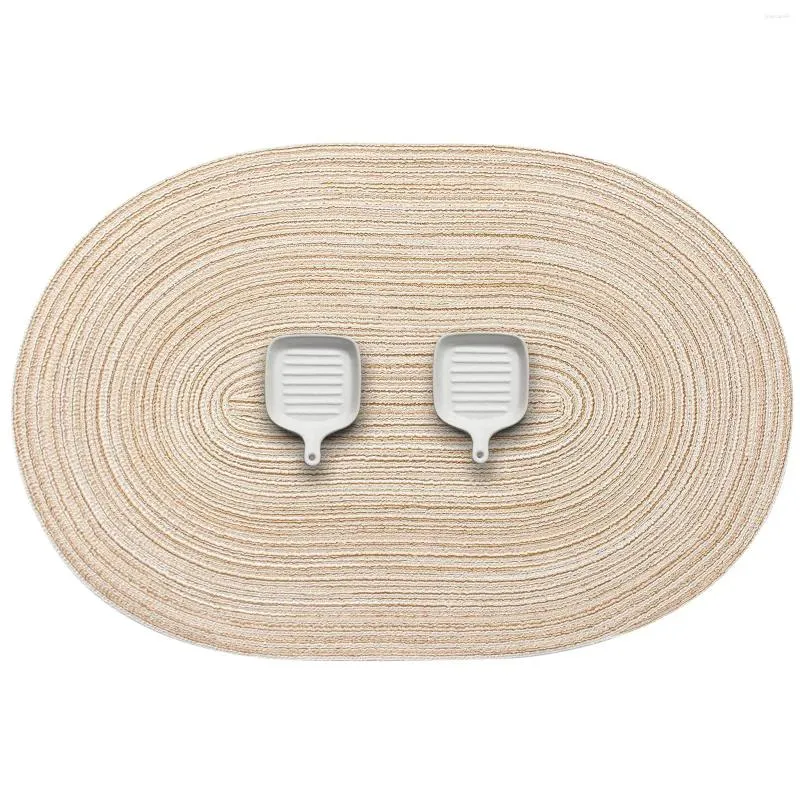 Manteles individuales trenzados ovalados para mesas de comedor, tejido natural, resistente al calor, juego de 6, 19x13 pulgadas