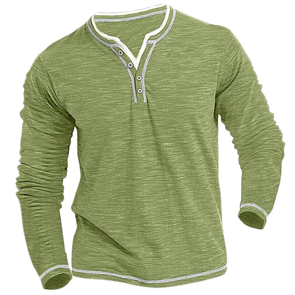 Men's T -skjortor Spring Fall Men Casual Top Fashion Small V Neck Long Sleeve Henley T Shirt Högkvalitativ Streetwear Male 231116