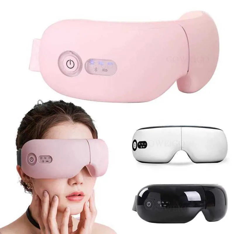 Maschere per dormire Massaggiatore elettrico per occhi Smart Airbag Vibrazione Impacco caldo Bluetooth Massaggio musicale Allevia l'affaticamento Protezione per occhiaie 231116