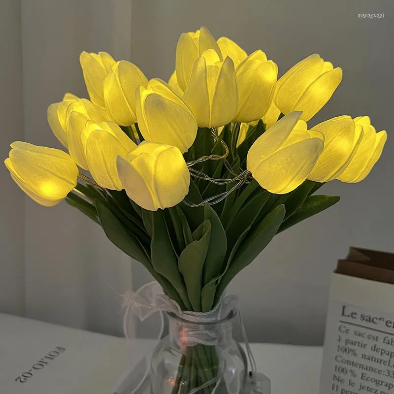 Flores decorativas 10/15pcs LED Tulip Bouquet Night Light Simulation Table Lamp Wedding Romantic Home Decoration