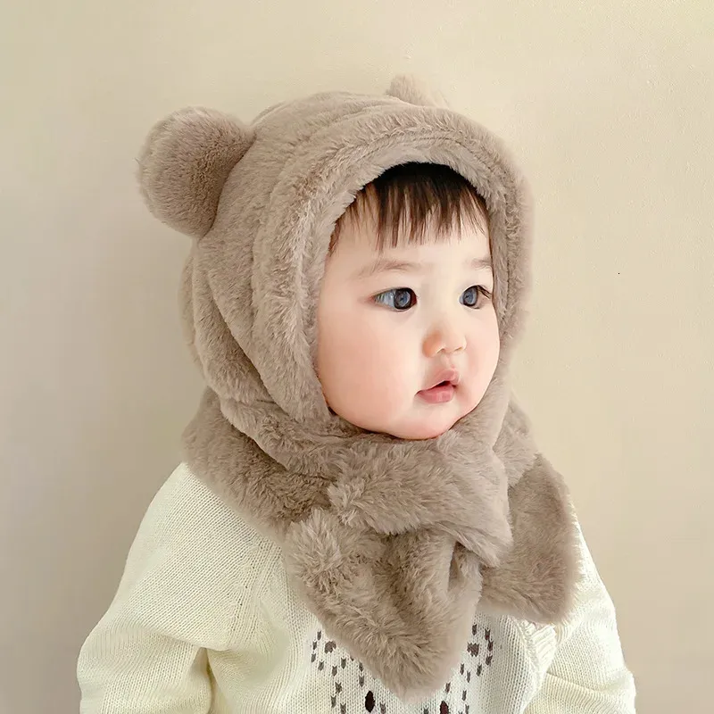 Casquettes chapeaux 6-24 mois chapeau petit ours chapeau écharpe hiver épais oreille chapeau pour garçons et filles infantile enfant en bas âge accessoires 231115