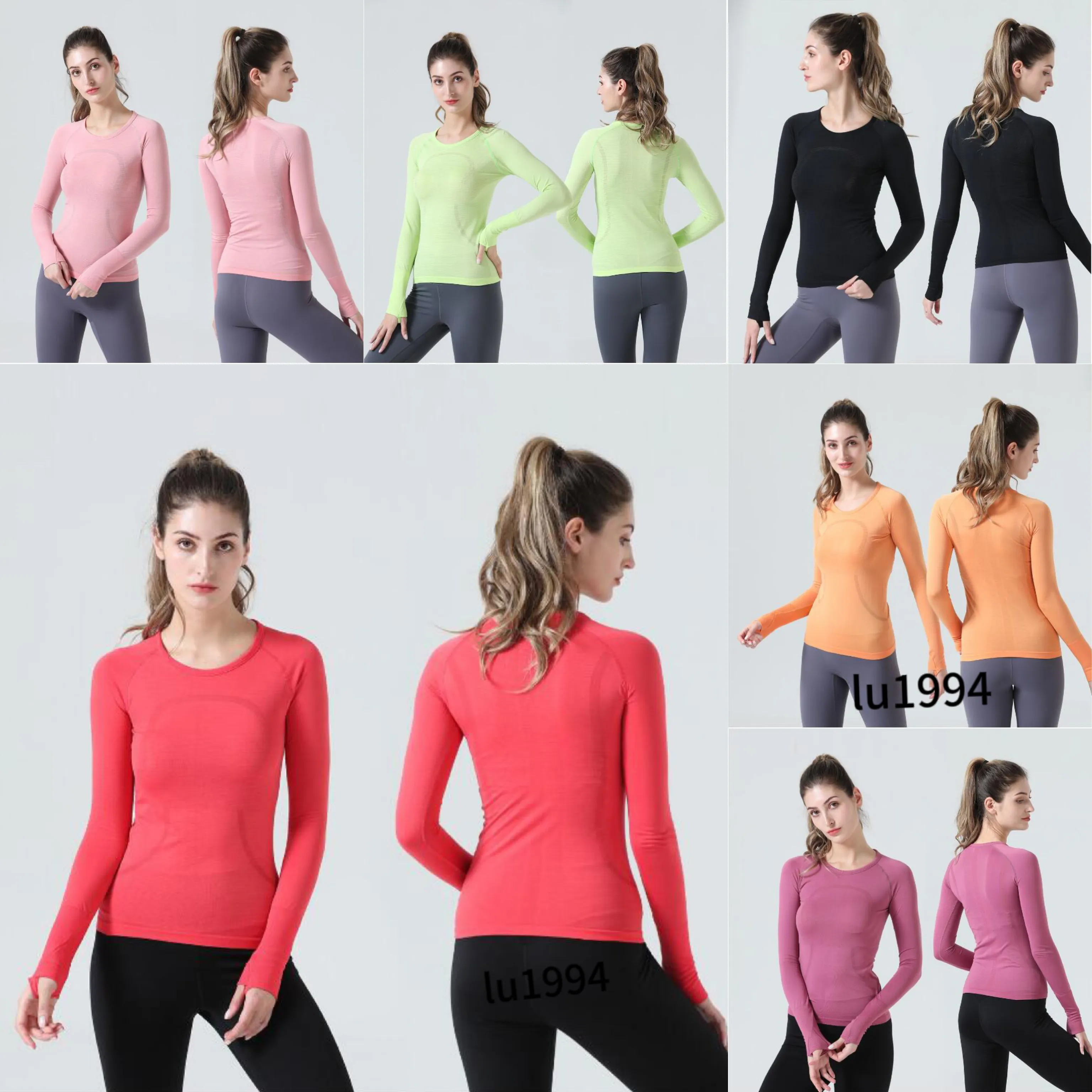 2024 Yoga Lu New Snabbt Tech 2.0 Breathe Gym T-shirt med sömlös långärmad sport Fitness Top Running Sportswear LuluLemeni 5523ess