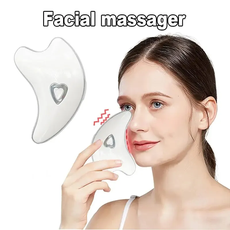 Apparaten voor gezichtsverzorging Elektrische verwarming Gua Sha Massager EMS Microstroom Schraapgereedschap Antirimpels Onderkin Huidhefapparaat 231115