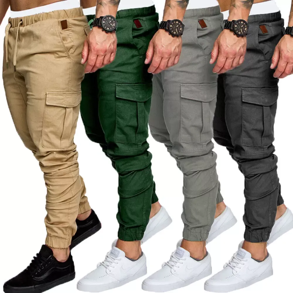 QNPQYX Mode Herren Skinny Urban Straight Cargohose Beinhose Lässige Bleistift Jogger Taktische Cargohose Männliche Armeehose