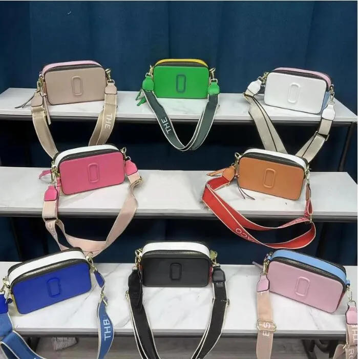 The Snapshot Kamerastil Väska Läder Designerväskor Dual Top Dragkedja Crossbody Dam Avtagbar Justerbar Webbing axelrem Axelväska Plånböcker