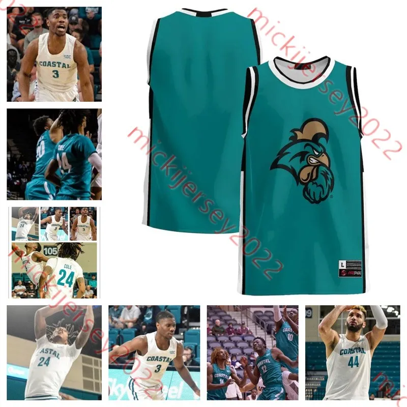 Coastal Carolina Basketball Jersey Kevin Easley Trevor Barrett Ian Granja Braeden MacVicar Jacob Meyer Ginika Ojiako Jon Sanders Miroslav Stafl Custom Jerseys