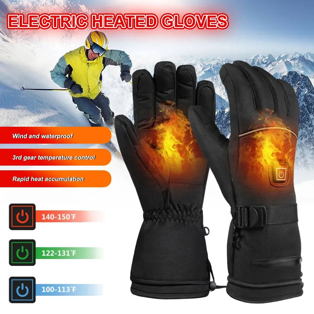 Chauffe-pieds à main gants chauffants électriques alimentés par batterie hiver chaud gants chauffants de moto étanche écran tactile chauffe-mains pour cyclisme Ski 231116
