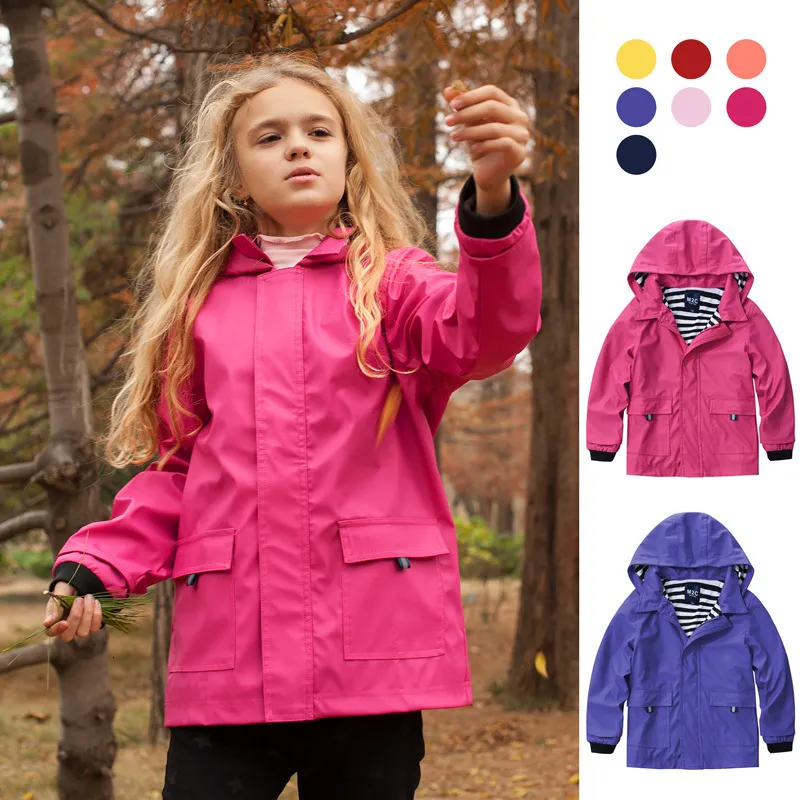 Jacken Kinder Jungen Mädchen Jacken Mit Kapuze Frühling Herbst Outerwar Wasserdichte Kinder Regen Jacken Sportswear Baumwolle Gefüttert Windjacke 230818