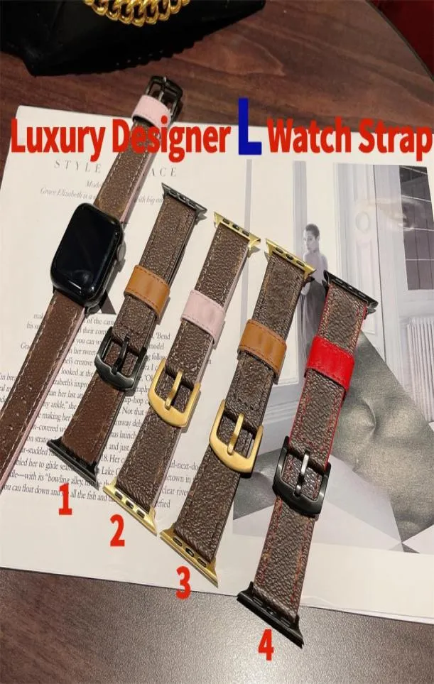 Designer L Bracelet de montre 45mm 42mm 38mm 40mm 44mm bandes iwatch bracelets en cuir bracelet mode fleur bracelet carré blanc iwatch6923288