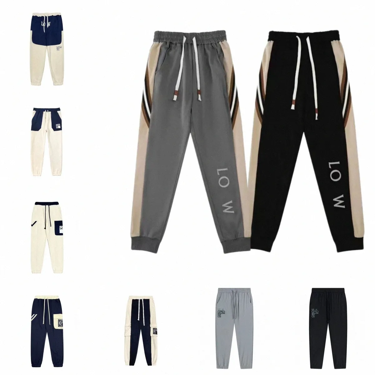 Pantalones de mujer Diseñador Letras Línea Gráfico Mismos hombres Bordado de bolsillo 2023SS Pantalones para correr Pantalones de chándal Tendencia Pantalones de chándal sueltos ocasionales Rayas con cordón