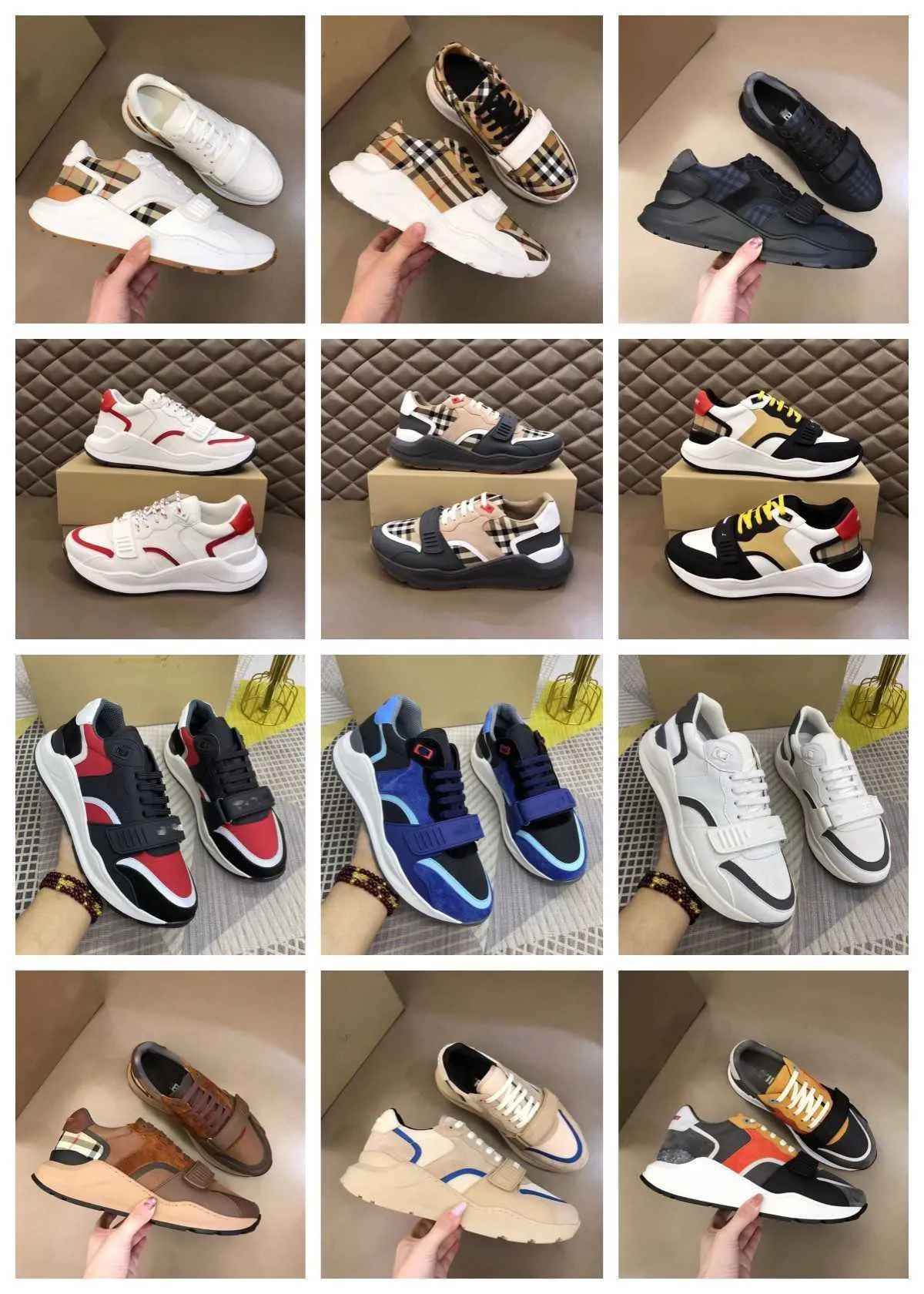 Burberr Designer populaire Chaussures de sport en cuir chaussures de basket-ball classiques hommes femmes chaussures de course en plein air voyage alpinisme noir blanc baskets