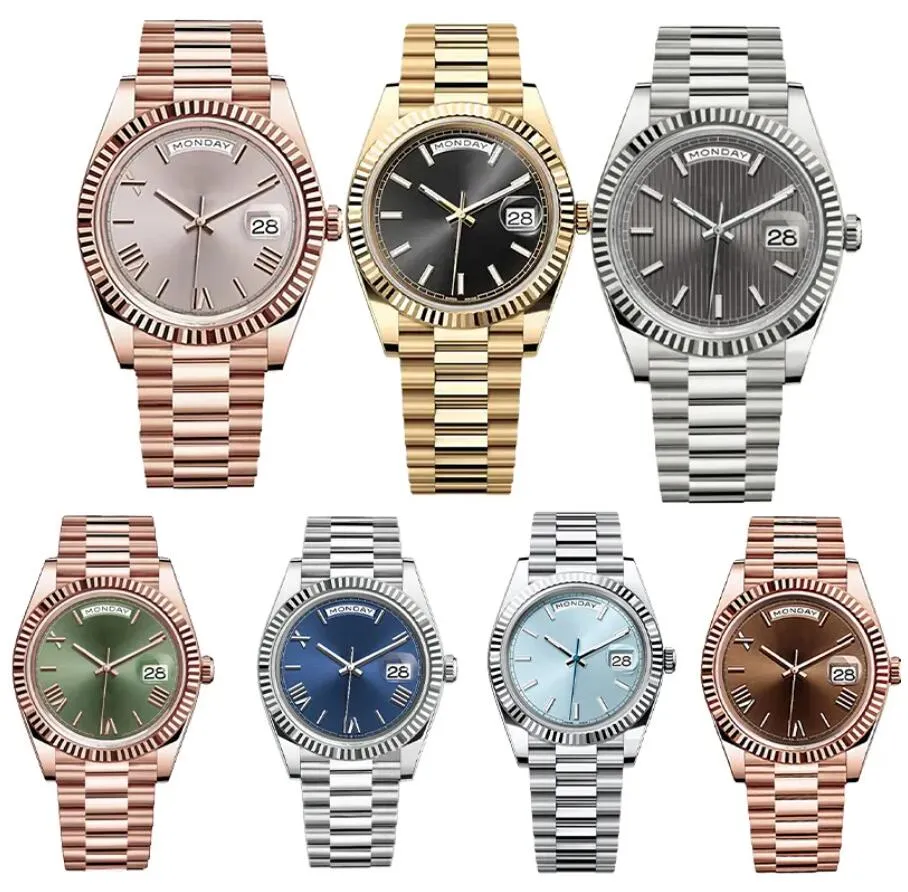 Zegarek designerski męskie zegarki Man Watch Day Data Automatyczna zegarek 40 mm 2813 Auto Ruch Sapphire Glass Prezydent Prezydencki