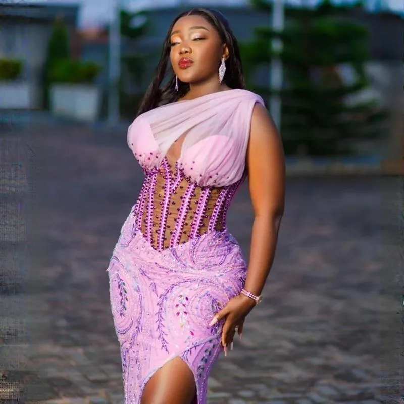 Plus Size Womens Beaded Lace-Up Long Evening Dress with Organza Trumpet  Silhouette and One-Shoulder Neckline from Dhgate Prom Dresses - price 611.82