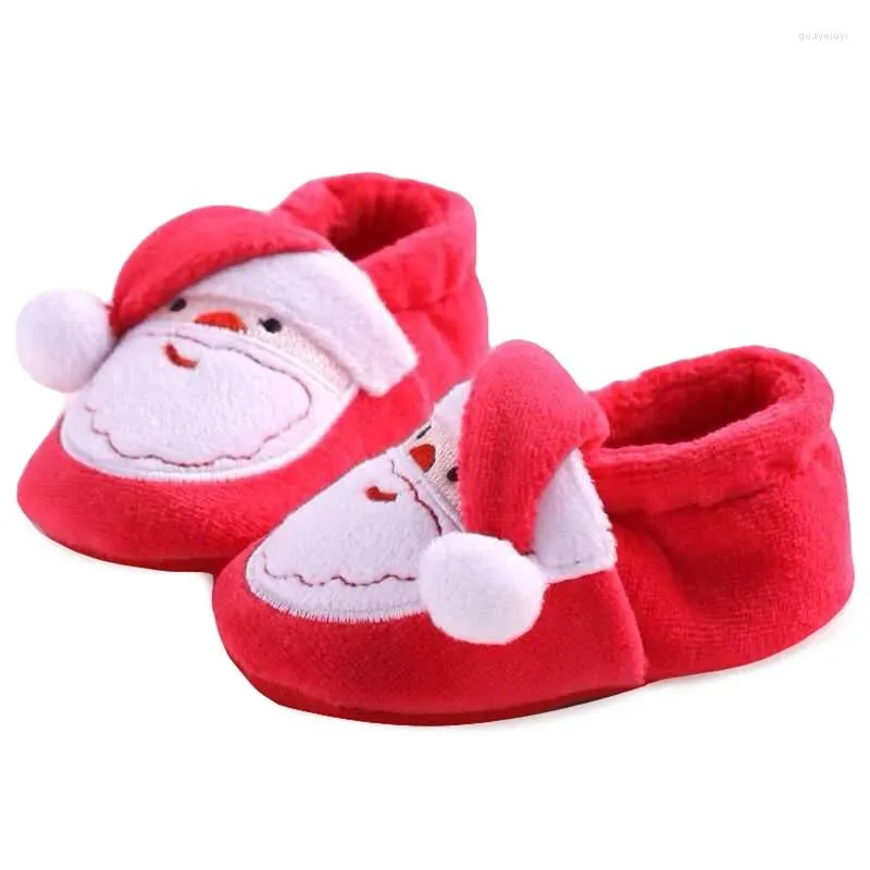 Eerste wandelaars Winter Kerstmis Geboren meisje Warme schoenen Kerstman Snowboots Lopen voor peuter-baby