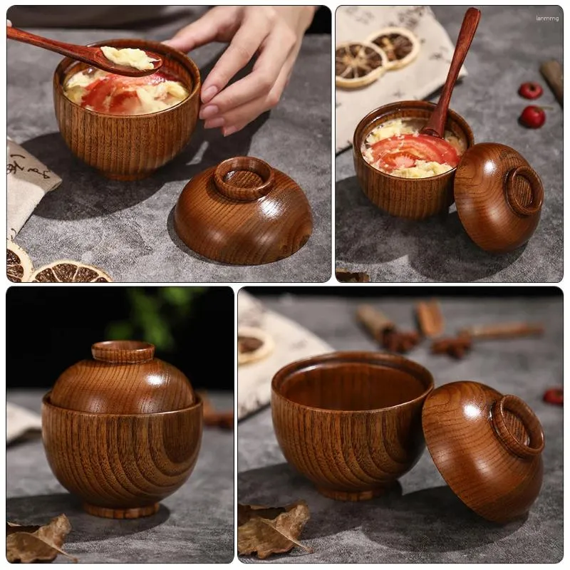 Dinnerware Sets Wooden Bowl Lid Bowls Asian Soup Small Nut Kids Serving Child Salad