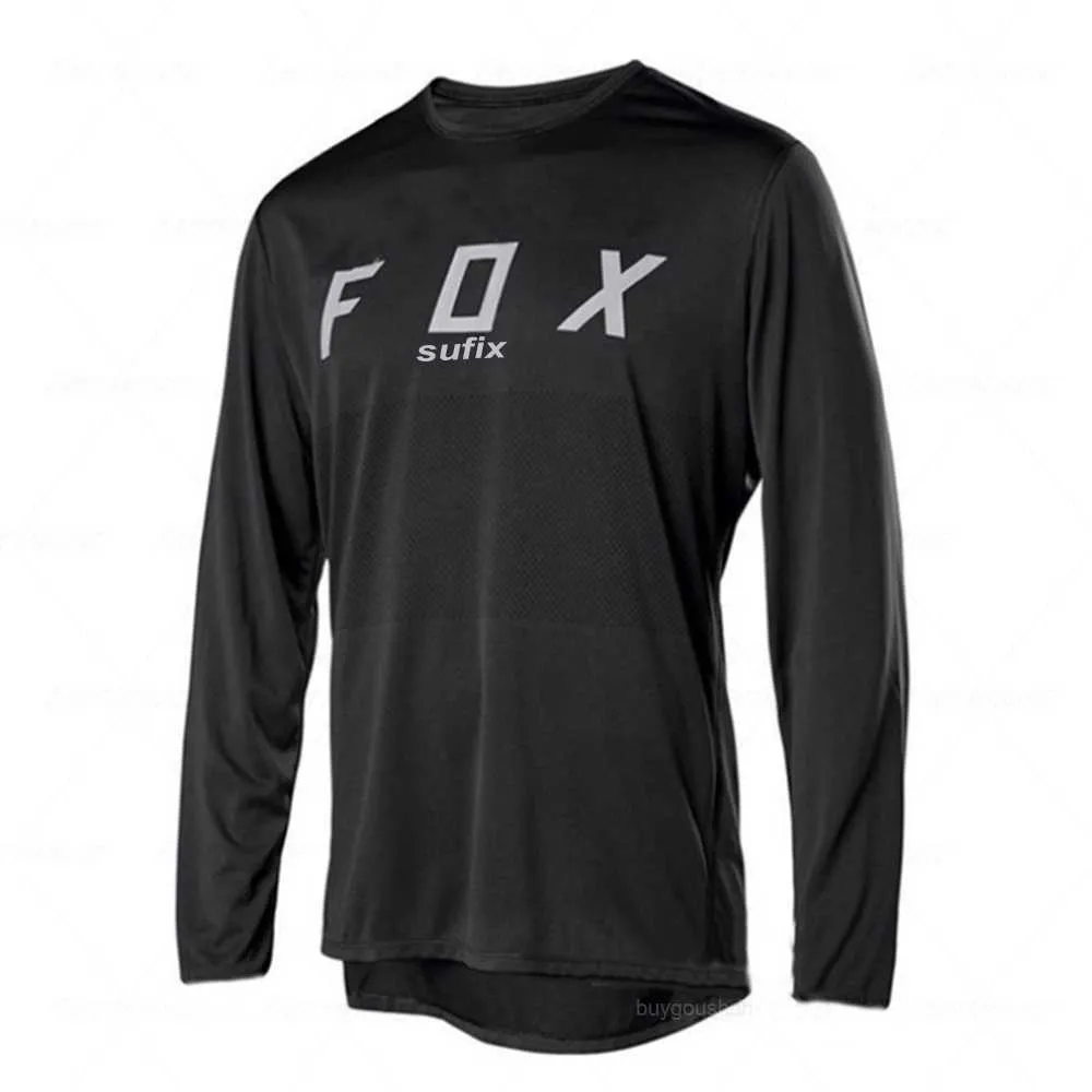 القمصان للرجال Sufix Fox Summer Mtb Road Motocross Shirt Men Treasable Mountain Bike Mtb Long Sleeve Racing Quick-تجفيف الدراجات Jersey H23