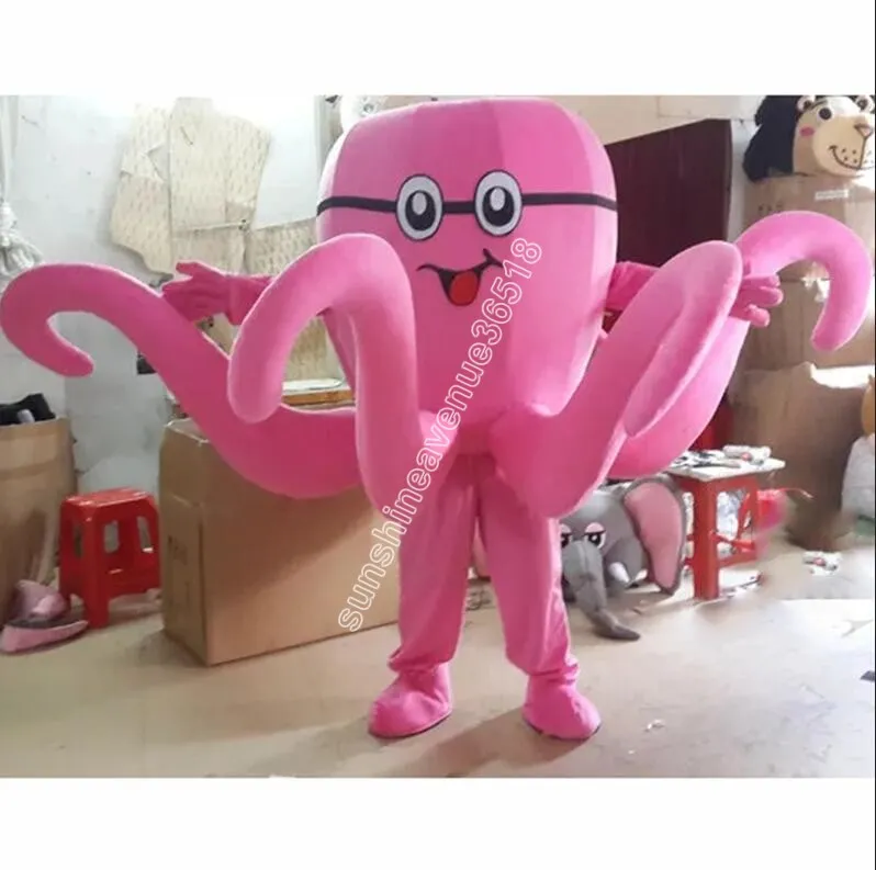 Kerst roze octopus mascotte kostuum cartoon thema personage carnaval unisex volwassenen maat Halloween verjaardagsfeestje fancy outdoor outfit voor mannen vrouwen