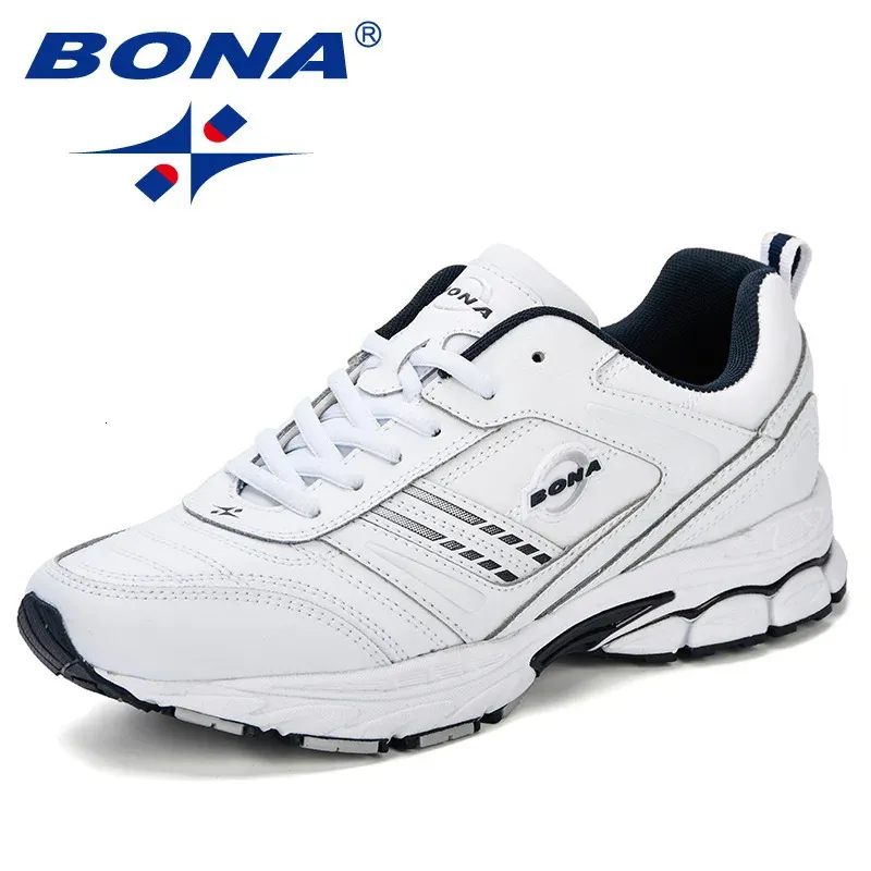 Dress BONA Designer Sneakers Casual Shoes Split Leather Men Zapatillas Fashion Chaussure Homme Plus Size Comfortable Footwear 231116