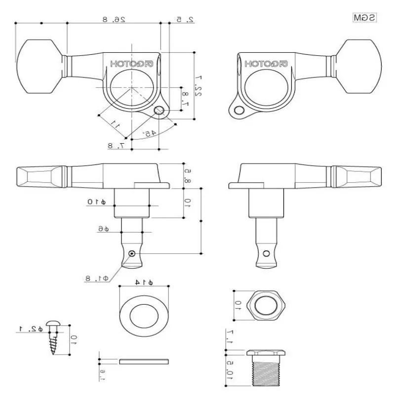 Freeshipping SGM Tuners Magnum Lock Machinekop Tuning Toetsen 16:1 Verhouding 3L 3R Vobff