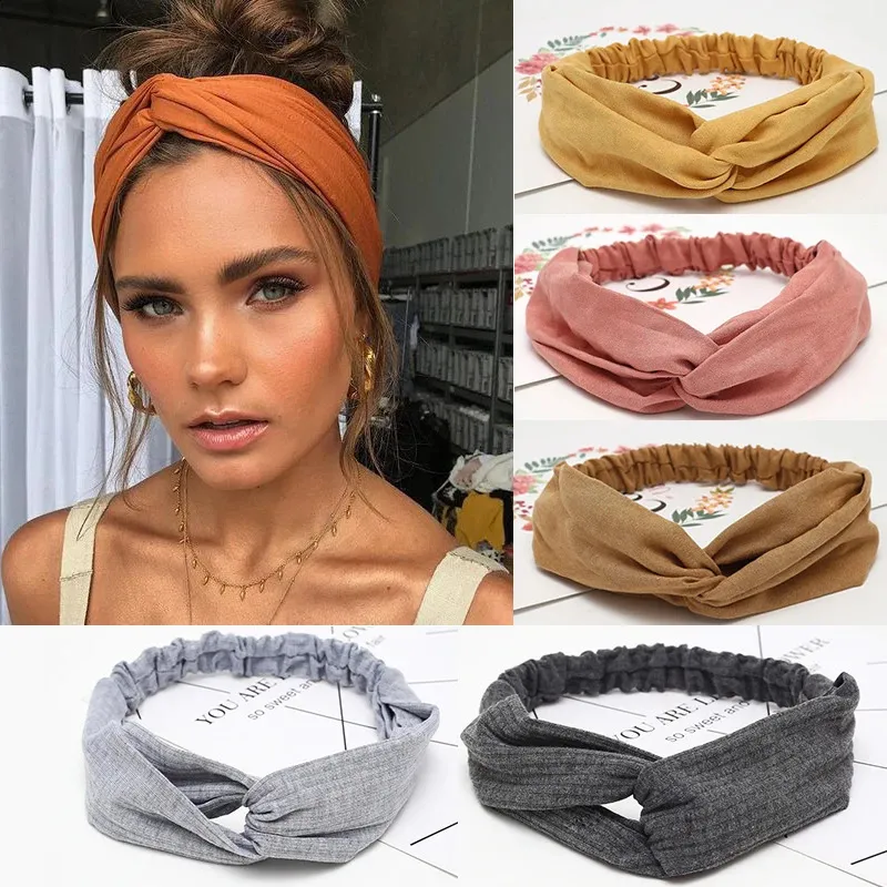 Bandeau pour cheveux Bandeau pour femme Noeud croisé Bandeau élastique Doux Couleur unie Bandeau pour filles Accessoires Bandeau à noeud torsadé 231115