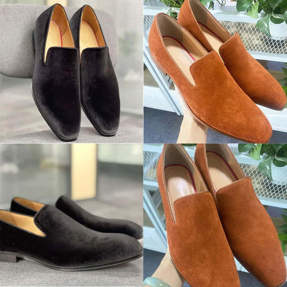 Luxury Suede Leather Black Dress Shoes Designer Män Formella skor pekade tå loafer Business Work Wedding Party Shoes Storlek 38-48 NO496