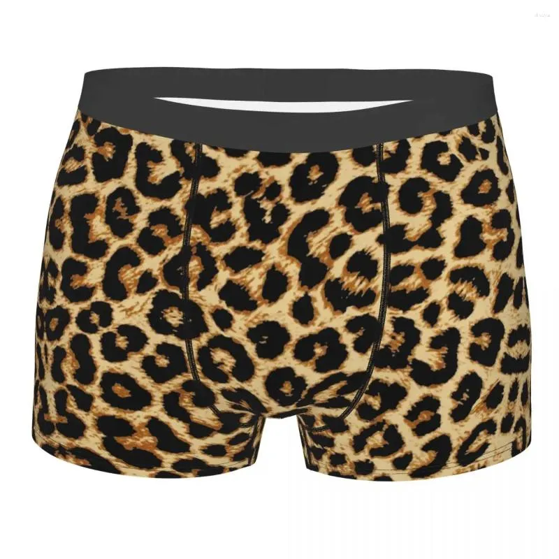 Underpants Custom Real Leopard Underwear Men Breathable Sexy African Animal Fur Boxer Briefs Shorts Panties Soft For Male