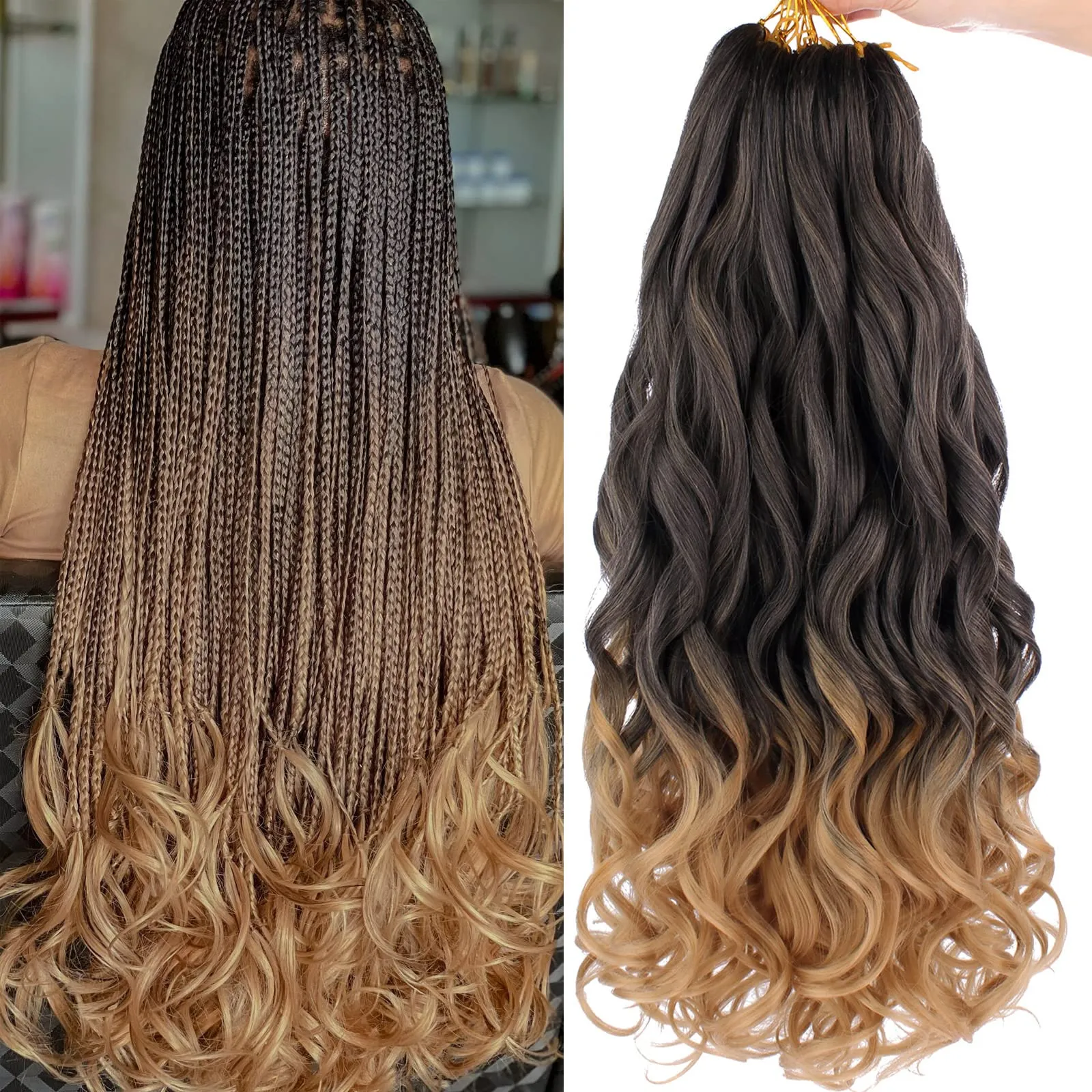 Ombre Blonde Spanish Goddess Crochet Hair Pre Stretched Loose Wavy Braiding  Extensions For Box Boho Braids Natural Hair From Eco_hair, $6.07